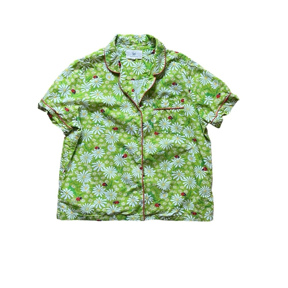 Print Fresh Pajama Top‎ Women Lucky Daisy Ladybug Boxy Sleepwear Lounge, Large